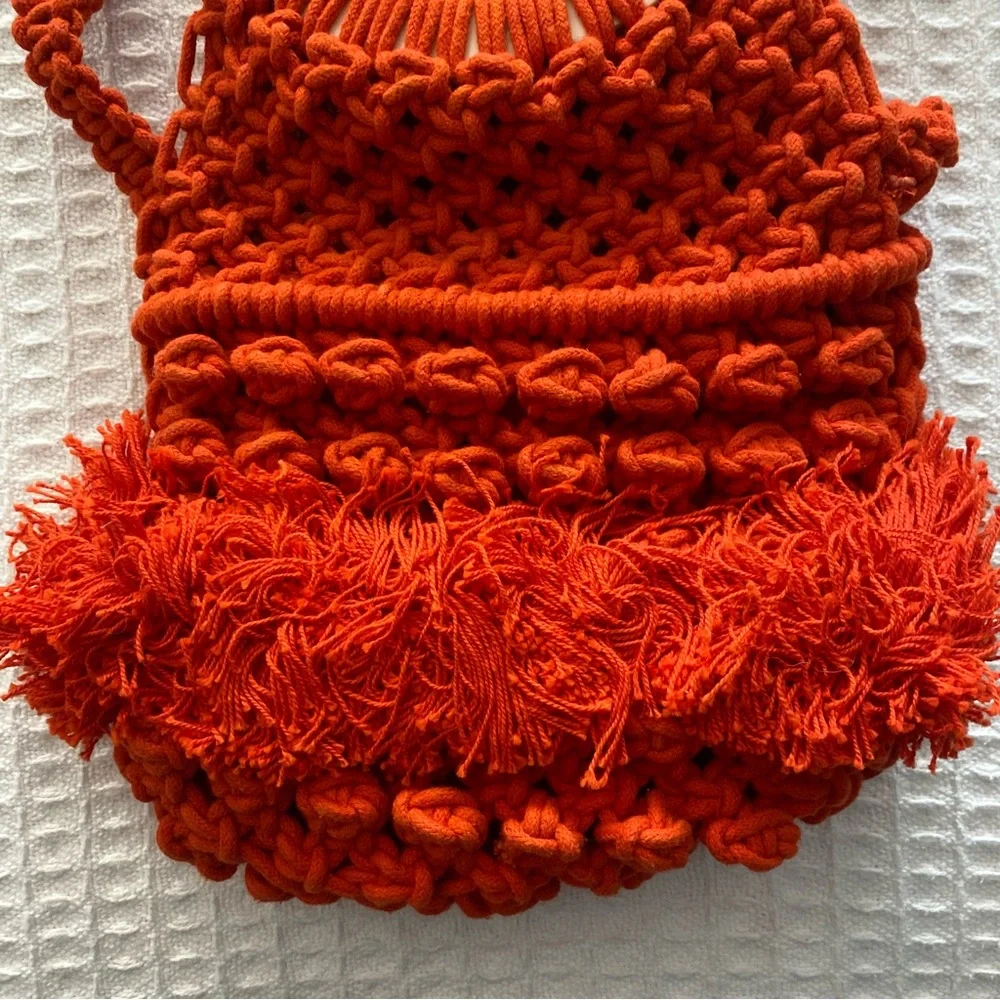 Cleobella macrame orange Monaco woven bag - Picture 4 of 9